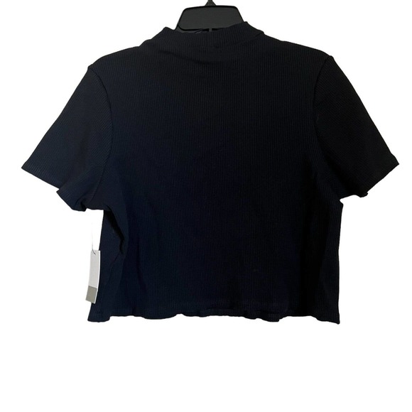 BP Nordstrom NWT Women’s Ribbed Mock Neck Crop Top Sz 3X Black Short Sleeve - Picture 3 of 6